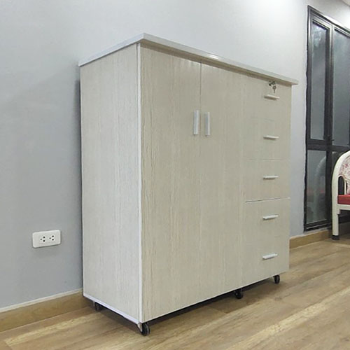 Tủ nhựa đựng quần áo 5 ngăn màu gỗ thông